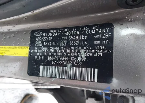 2013 Hyundai Accent Gs из США, поврежденный, VIN KMHCT5AE6DU060497